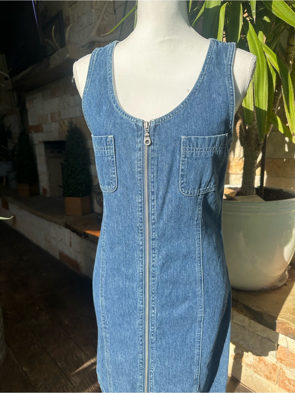 Dockers Blue Denim Zip-Front Mini Dress